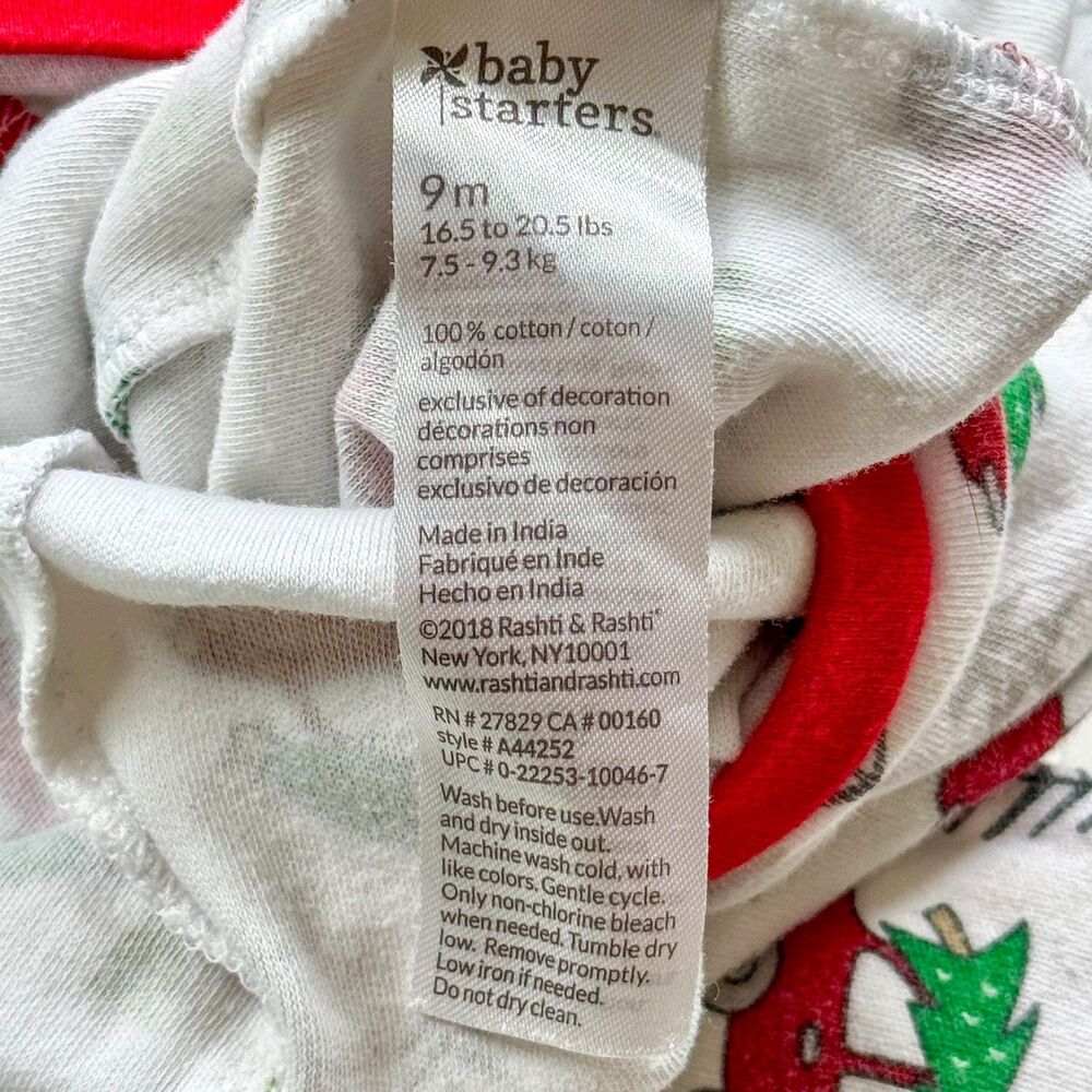 4/$10 - Baby Starters Christmas Cotton Baby Footie, Onesie Bodysuit, & Bib Set | - Picture 5 of 11